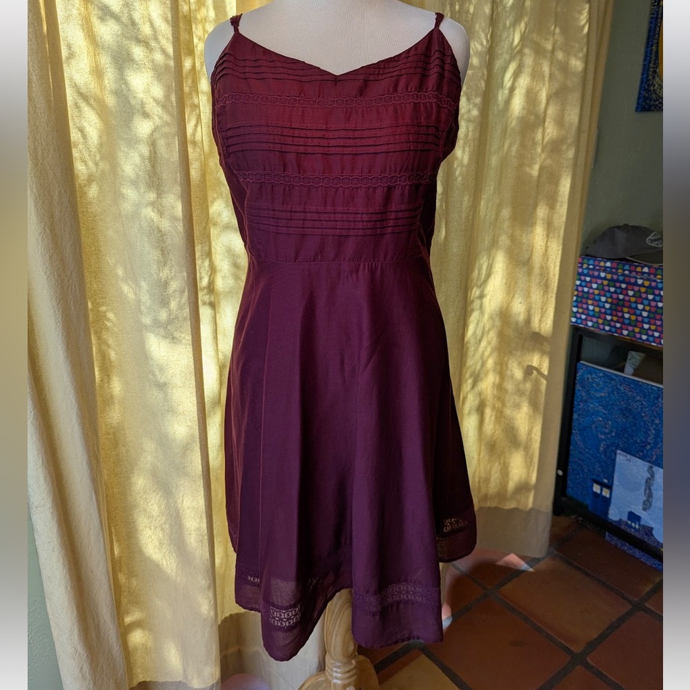 Old Navy Maroon Fit and Flare Sundress Spaghetti Strap Wedding Guest